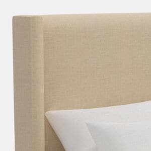 Skyline Furniture Linen Fabric Upholstered Queen Size Wingback Bed - Linen, , hires