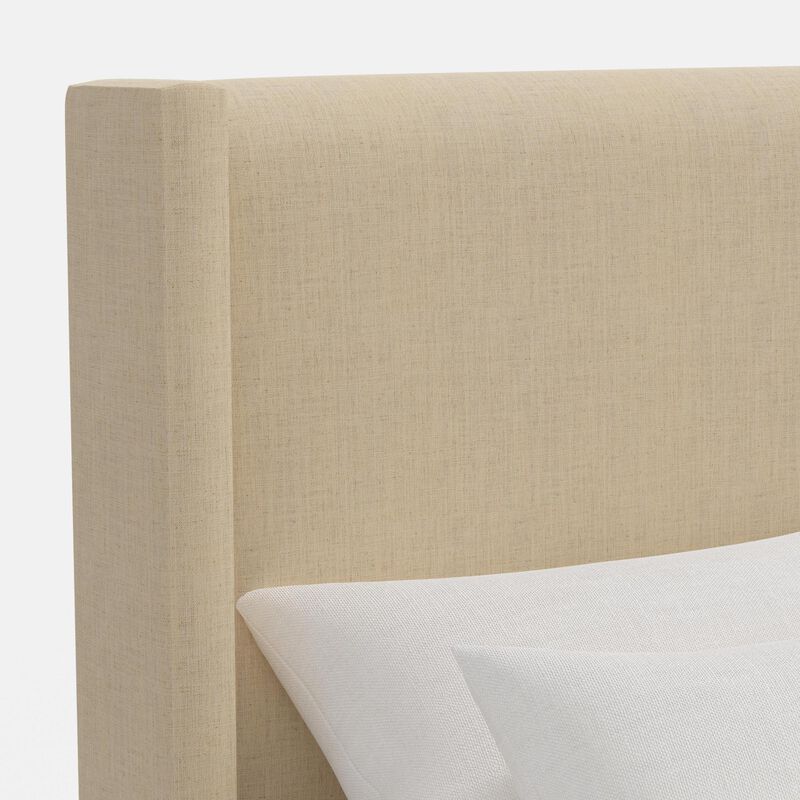 Skyline Furniture Linen Fabric Upholstered Queen Size Wingback Bed - Linen, , hires
