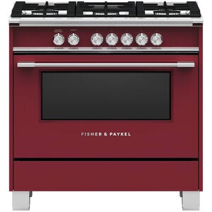 Fisher & Paykel Series 7 36 in. 4.9 cu. ft. Standard Convection Gas Range with 5 Sealed Burners - Red, , hires