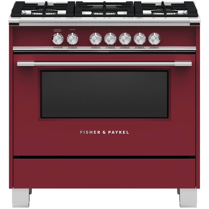 Fisher & Paykel Series 7 36 in. 4.9 cu. ft. Standard Convection Gas Range with 5 Sealed Burners - Red, , hires