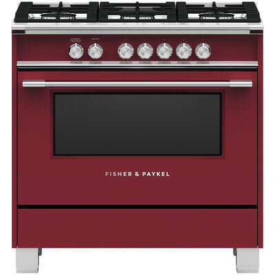 Fisher & Paykel 36 in. 4.9 cu. ft. Convection Oven Freestanding Gas Range with 5 Sealed Burners - Red | OR36SCG4R1