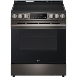 LG 30 in. 6.3 cu. ft. Smart Air-Fry Standard Convection Slide-In Electric Range with Radiant Burners - Black Stainless Steel, , hires