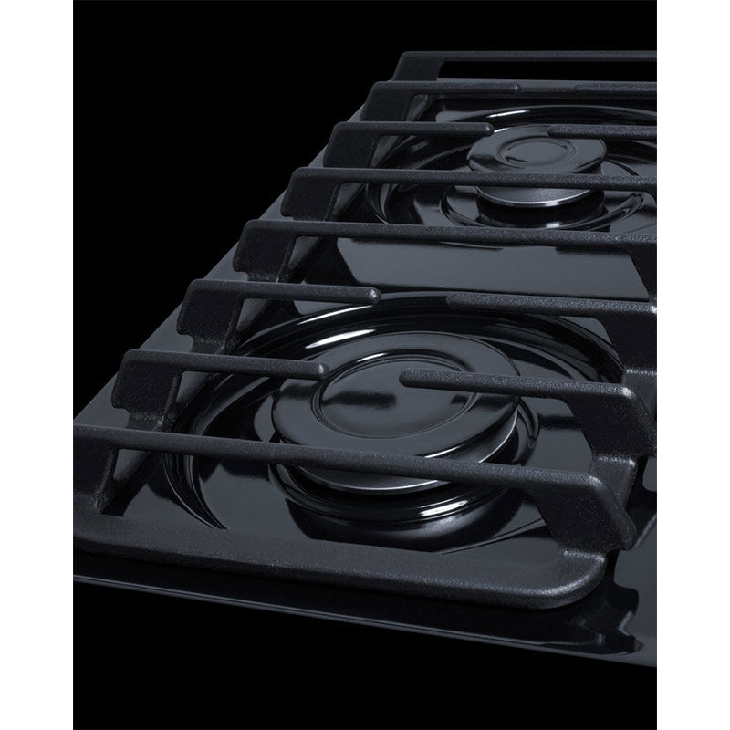 Summit 24 in. 4-Burner Natural Gas Cooktop with Simmer Burner - Black, , hires