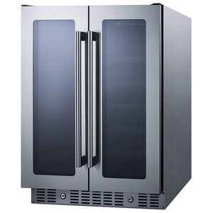 Summit 24 in. Undercounter Wine Cooler with Glass & Wood Racks, Dual Temperature Zones & 21 Bottle Capacity - Stainless Steel, , hires