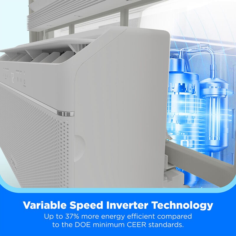 Midea QB Series 10,000 BTU 115V U-Shaped Smart Energy Star Window Air Conditioner with Inverter, 3 Fan Speeds, Sleep Mode & Remote Control - White, , hires