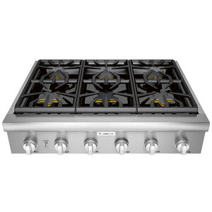 Thermador Professional Series 36 in. 6-Burner Natural Gas with Simmer Burner & Power Burner - Stainless Steel, , hires