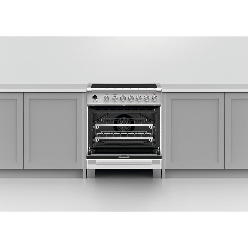Fisher & Paykel Series 9 Classic 30 in. 3.5 cu. ft. True European Convection Electric Range with 4 Induction Burners - White, , hires