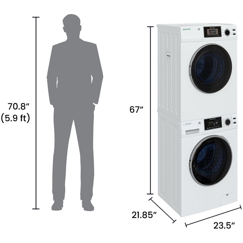 Equator 24 in. 1.62 cu. ft. Electric Front Load Laundry Center with Sensor Dry, Pet & Sanitize Cycle - White, , hires