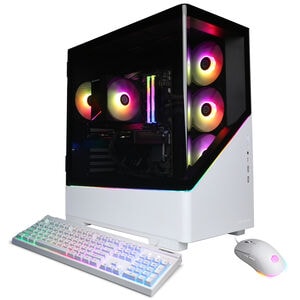 CyberPowerPC Gamer Master Desktop with AMD Ryzen 7 9700F, 3.8GHz, 8-Core CPU, AMD Radeon RX 7700, 16GB VRAM GPU, 32GB RAM, 1 TB SSD & Windows 11 Home - White