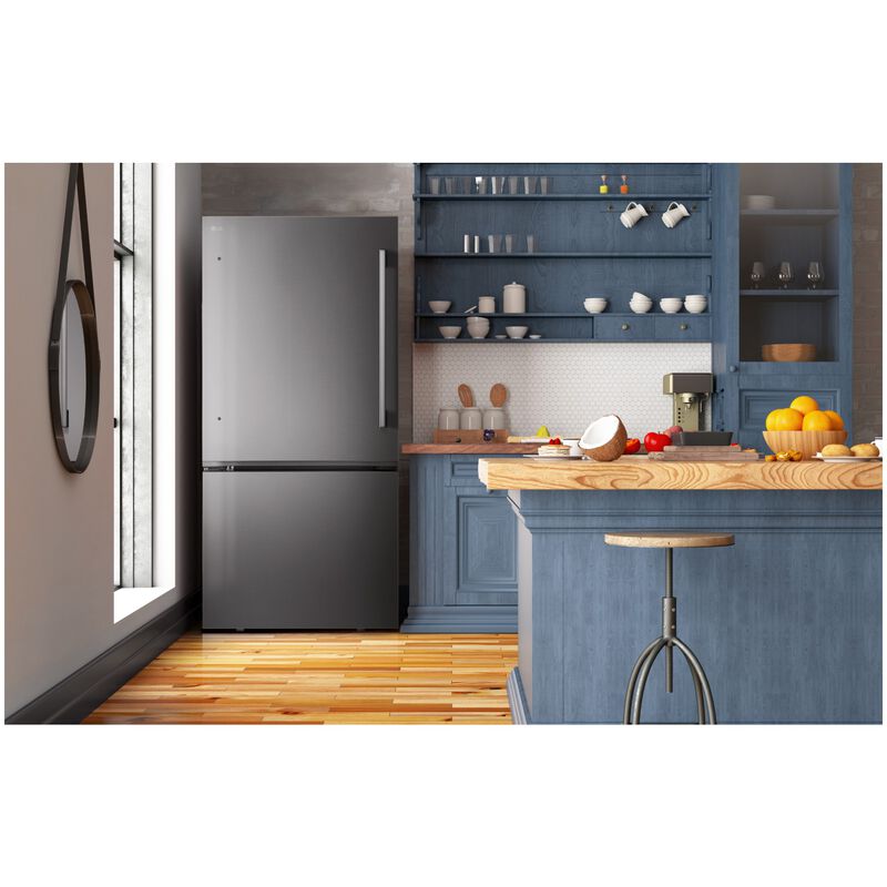 LG 33 in. 25.5 cu. ft. Smart Bottom Freezer Refrigerator with Ice Maker - Black Stainless Steel, , hires