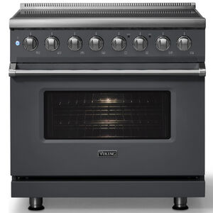 Viking 5 Series 36 in. 5.6 cu. ft. True European Convection Electric Range with 6 Induction Burners - Cast Black, , hires