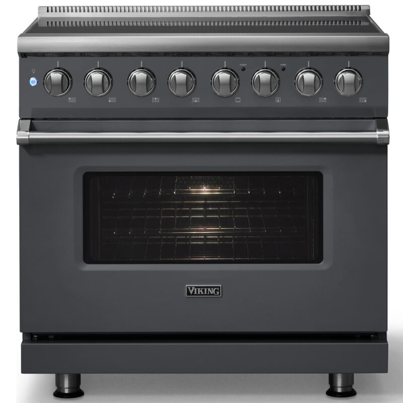 Viking 5 Series 36 in. 5.6 cu. ft. True European Convection Electric Range with 6 Induction Burners - Cast Black, , hires