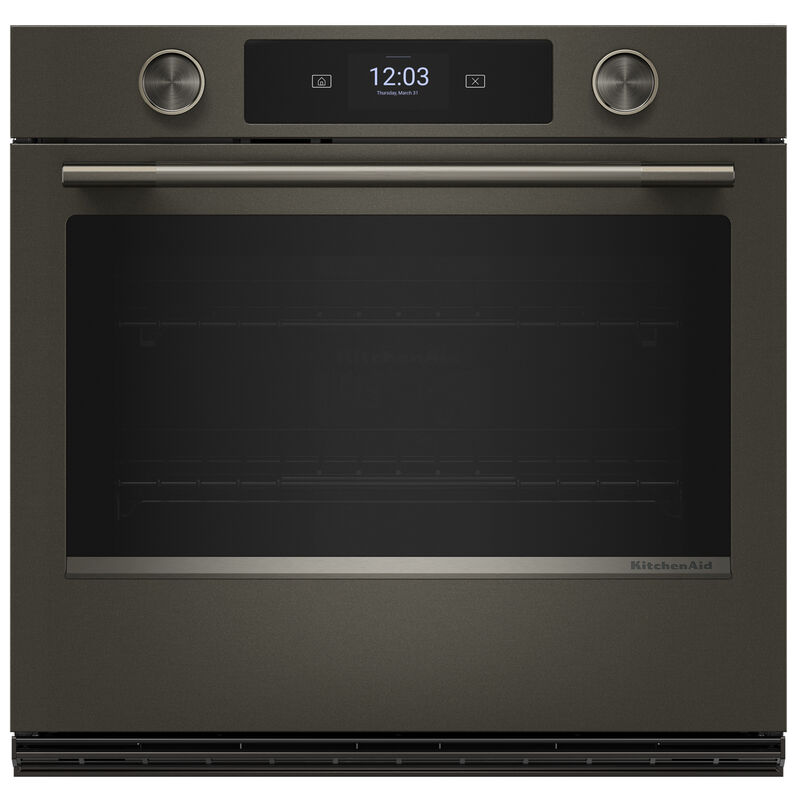 KitchenAid 30 in. 5.0 cu. ft. Smart Steam Electric Single Wall Oven with True European Convection - Black Ore, , hires