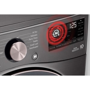 LG 27 in. 7.8 cu. ft. Smart Stackable Ventless Electric Dryer with Dual Inverter Heat Pump & AI Sensor Dry - Black Steel, , hires