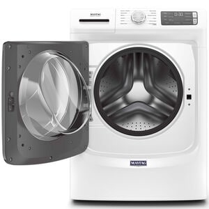 Maytag 27 in. 4.8. cu. ft. Stackable Front Load Washer with Extra Power, 16-Hr Fresh Hold Option, Sanitize & Steam Wash Cycle - White, White, hires