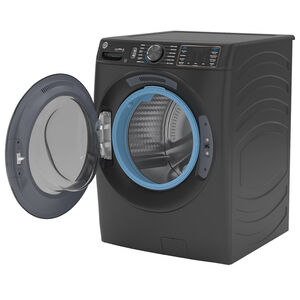GE 28 in. 5.0 cu. ft. Smart Stackable Front Load Washer with OdorBlock, Sanitize Cycle & Steam Cycle - Carbon Graphite, Carbon Graphite, hires