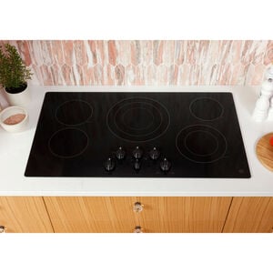 GE 36 in. 5-Burner Electric Cooktop with Simmer Burner & Power Burner - Black, , hires
