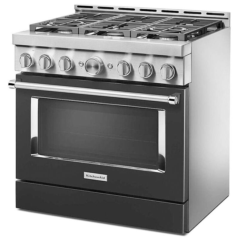 KitchenAid 36inch Freestanding Gas Range with 6 Sealed Burners & 5.1 Cu.  Ft. Single Oven - Black
