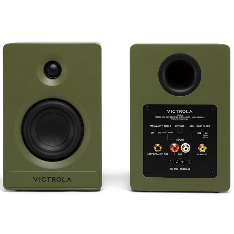 Victrola Tempo Bluetooth Bookshelf Speakers - Green, , hires