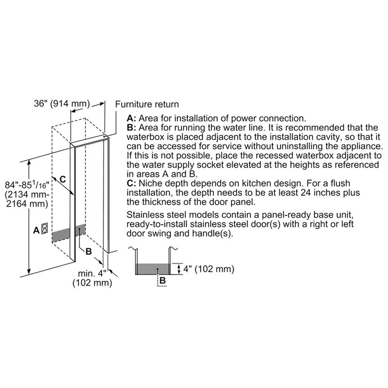 Bosch Benchmark 36 in. 19.4 cu. ft. Built-In Smart Counter Depth French Door Refrigerator with Ice Maker - Custom Panel Ready, , hires