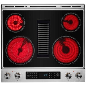 JennAir 30 in. 6.2 cu. ft. Air Fry True European Convection Slide-In Electric Range with Radiant Burners - Stainless Steel, , hires