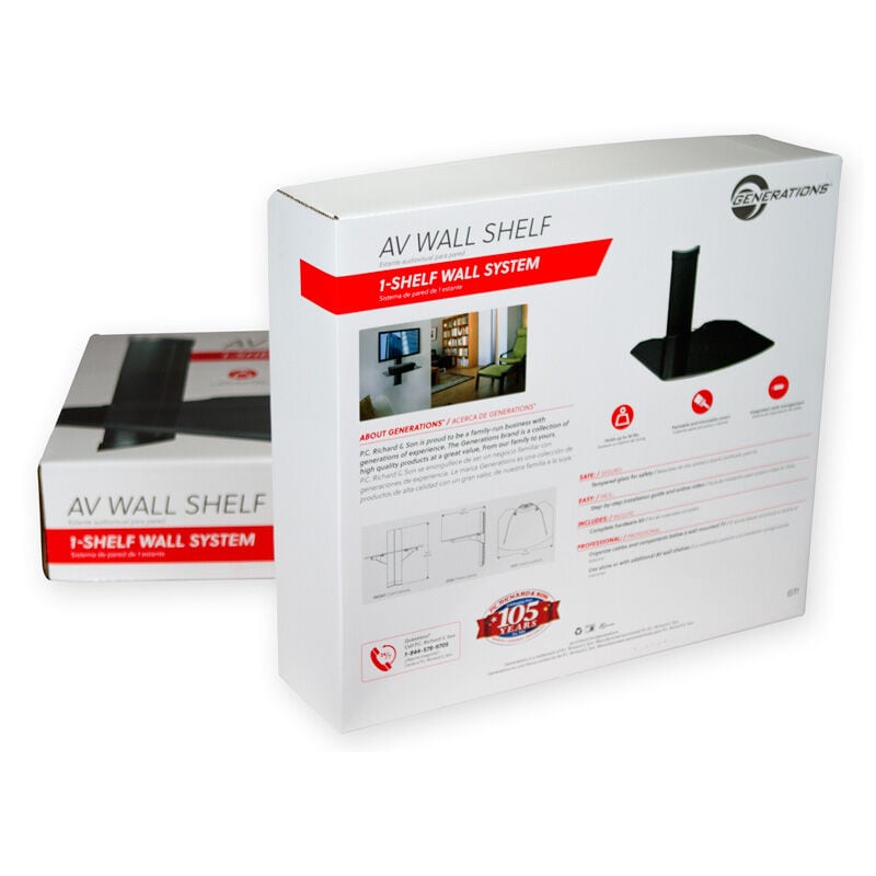 Generations Wall Mountable Component Shelf - Black, , hires