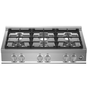 Bertazzoni Master Series 36 in. 6-Burner Natural Gas Rangetop with Simmer Burner & Power Burner - Stainless Steel, , hires