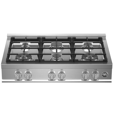 Bertazzoni Master Series 36 in. Natural Gas Rangetop with 6 Sealed Burners - Stainless Steel | MAST366RTXE