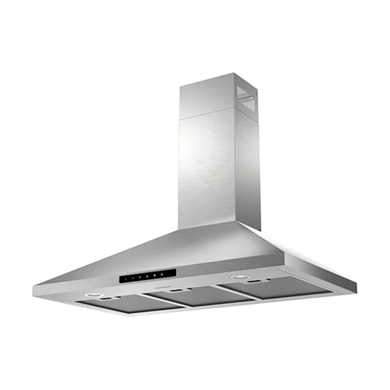 Sharp 36 in. Chimney Style Wall Mount Range Hood with 4 Speed Settings, 600 CFM, Convertible Venting & 2 LED Lights - Stainless Steel, , hires