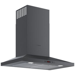 Bosch 800 Series 30 in. Chimney Style Range Hood with 4 Speed Settings, 600 CFM, Convertible Venting & 2 Halogen Lights - Black Stainless Steel, , hires
