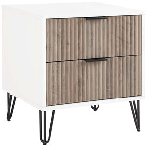 Manhattan Comfort DUMBO 2.0 Modern Nightstand with 2 Drawer & Metal Feet - White and Rustic Grey, White & Gray, hires