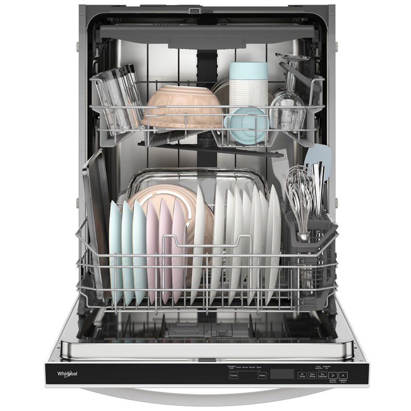 Whirlpool 24 in. Built-In Dishwasher with Top Control, 44 dBA Sound Level, 14 Place Settings, 5 Wash Cycles & Sanitize Cycle - White, White, hires