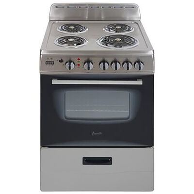 Avanti 24 in. 2.6 cu. ft. Oven Freestanding Electric Range with 4 Coil Burners - Stainless Steel | ERU240P3S
