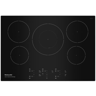 KitchenAid 30 in. 5-Burner Induction Cooktop with Simmer & Power Burner - Black | KCIG550JBL