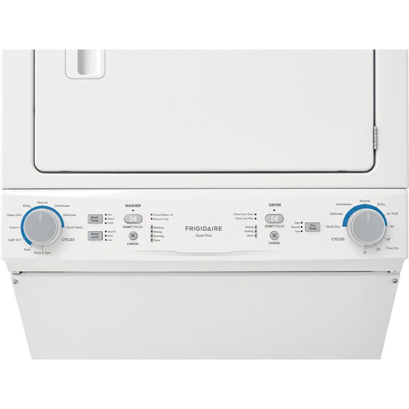Frigidaire 27 in. Laundry Center with 3.9 cu. ft. Washer with 11 Wash Programs & 5.5 cu. ft. Gas Dryer & 10 Dryer Programs - White, , hires