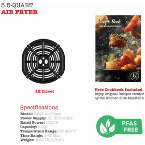 Kitchen Elite 5.5 Quart Air Fryer - Black, , hires