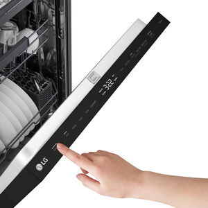 LG 24 in. Top Control Flush-Mount Smart Dishwasher with 46 dBA Sound Level, 3rd-Rack, AutoVent Dry & Pocket Handle - Black, , hires