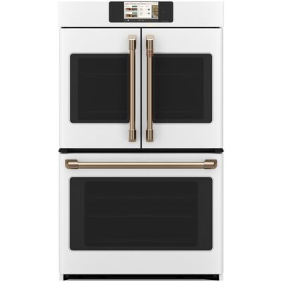 Cafe Professional Series 30 in. 10.0 cu. ft. Smart Top Control Electric Double Wall Oven with True European Convection - Matte White | CTD90FP4ZW2