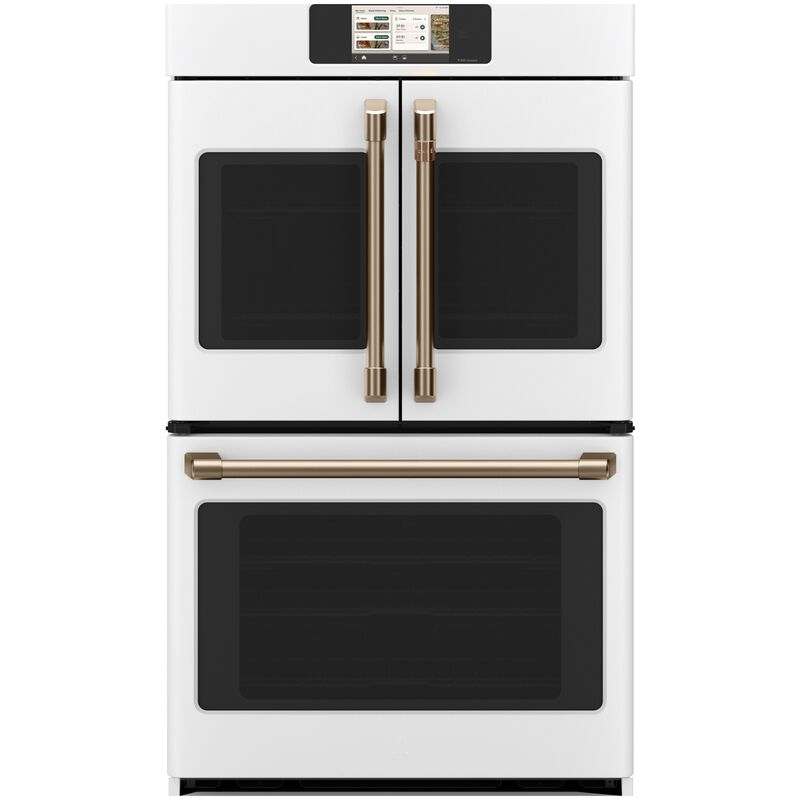 Cafe Professional Series 30 in. 10.0 cu. ft. Smart Top Control Electric Double Wall Oven with True European Convection - Matte White, , hires