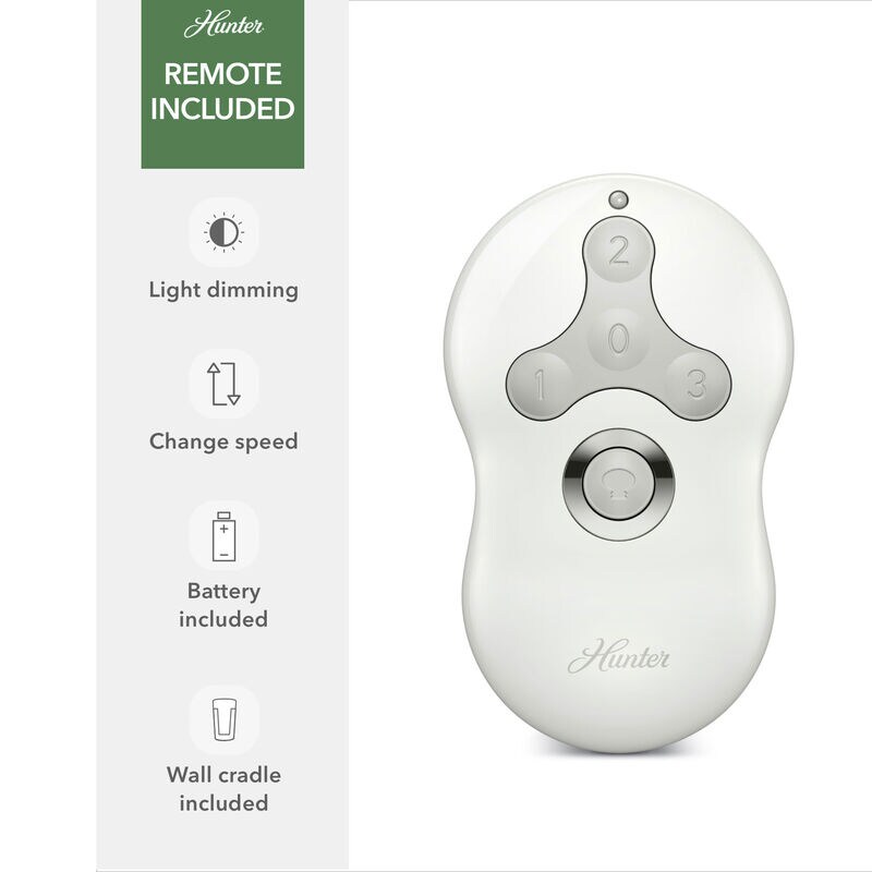 Hunter Casablanca 52" Dempsey Ceiling Fan with LED Light Kit and Handheld Remote - Fresh White, , hires