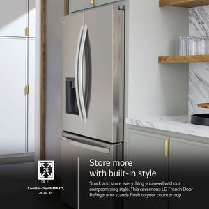 LG 36 in. 25.5 cu. ft. Smart Counter Depth French Door Refrigerator with Ice & Water Dispenser - PrintProof Stainless Steel, PrintProof Stainless Steel, hires