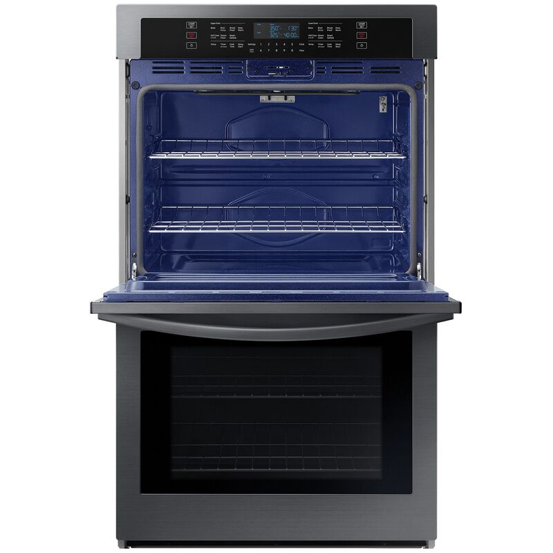 Samsung 30 in. 10.2 cu. ft. Smart Top Control Electric Double Wall Oven - Fingerprint Resistant Black Stainless Steel, Black Stainless, hires