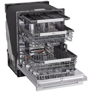 LG Studio 24 in. Top Control Flush-Mount Smart Dishwasher with 40 dBa Sound Level, 3rd-Rack & Dynamic Dry - PrintProof Stainless Steel, , hires