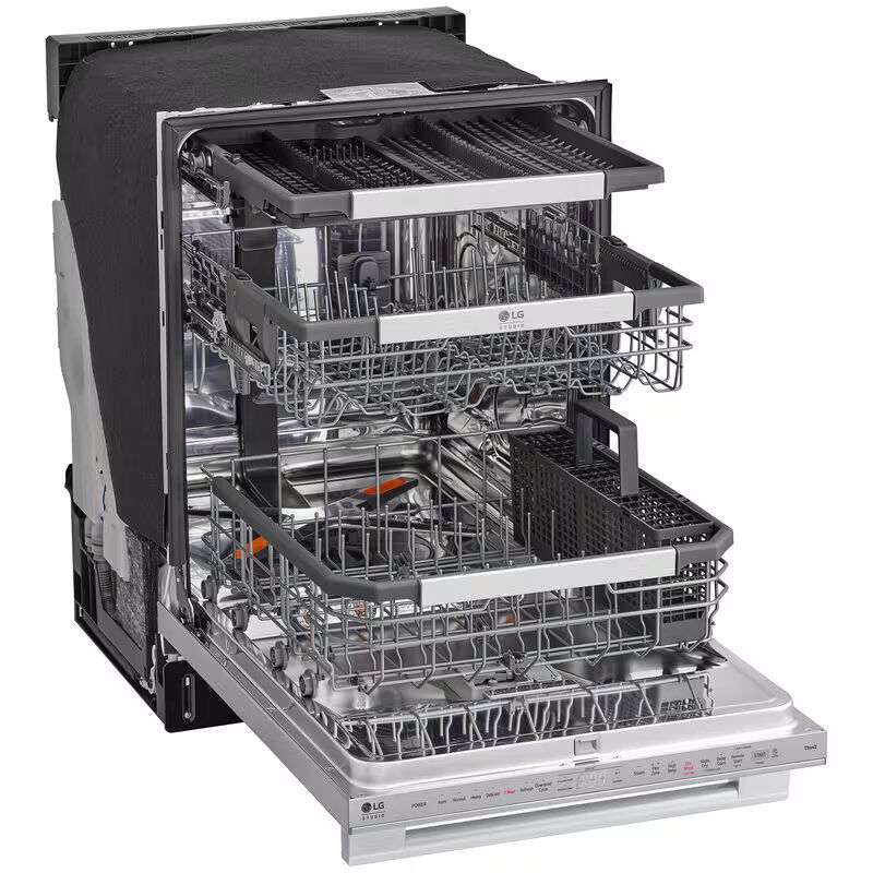 LG Studio 24 in. Top Control Flush-Mount Smart Dishwasher with 40 dBa Sound Level, 3rd-Rack & Dynamic Dry - PrintProof Stainless Steel, , hires