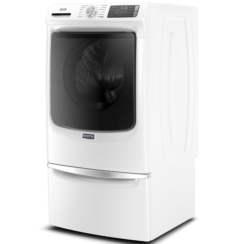 Maytag 27 in. 4.8. cu. ft. Stackable Front Load Washer with Extra Power, 16-Hr Fresh Hold Option, Sanitize & Steam Wash Cycle - White, White, hires