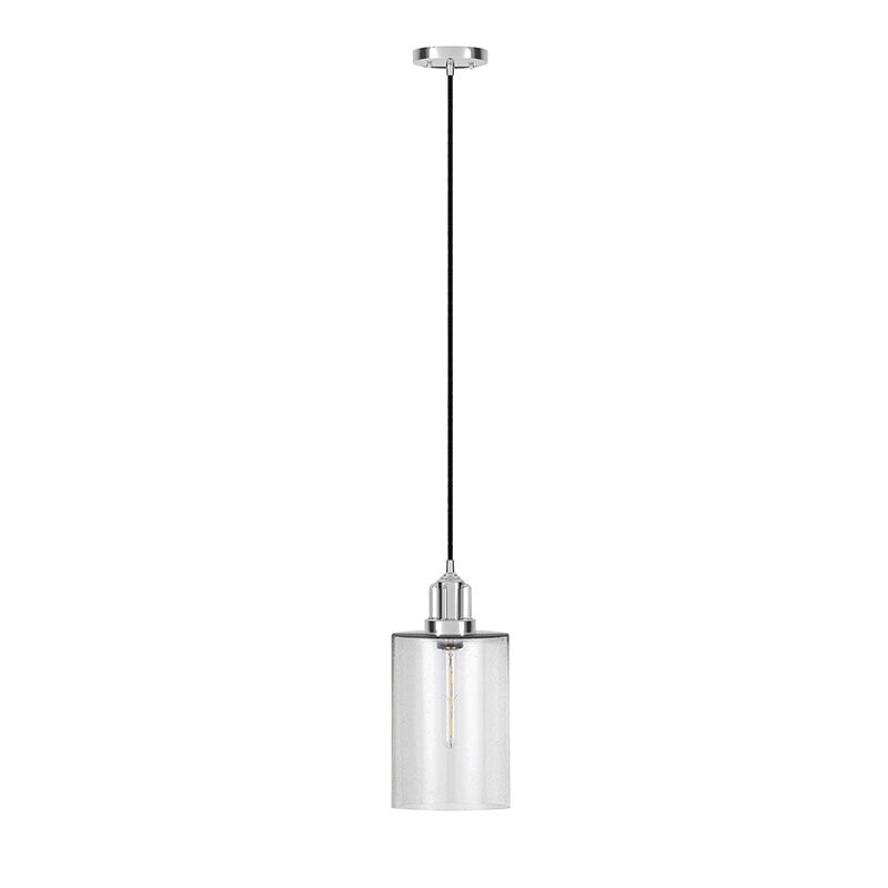 Hudson & Canal Nora 7.8 in. Pendant with Seeded Glass Shade - Polished Nickel, , hires