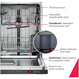Frigidaire Gallery 24 in. Top Control Dishwasher with 45 dBA Sound Level & 3rd Rack - Stainless Steel, , hires