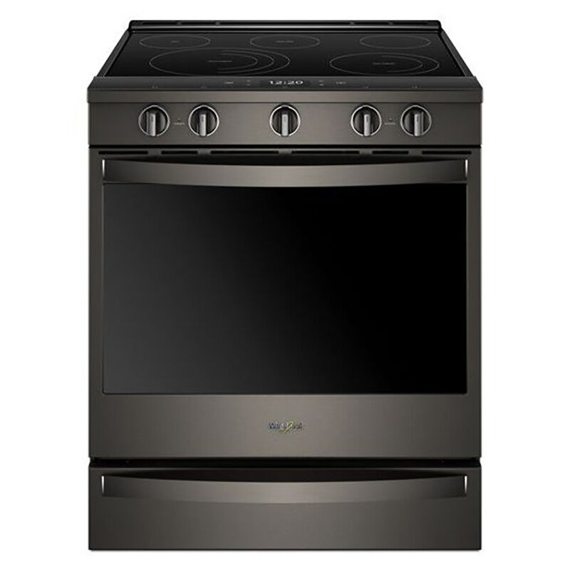 Whirlpool 30 in. 6.4 cu. ft. Smart Air Fry True European Convection Slide-In Electric Range with Radiant Burners - Fingerprint resistant Black Stainless, Fingerprint Resistant Black Stainless, hires