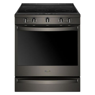 Whirlpool 30 in. 6.4 cu. ft. Smart Oven Slide-In Electric Range with 5 Smoothtop Burners - Blk. w/Smudge-Proof Stainless | WEE750H0HV