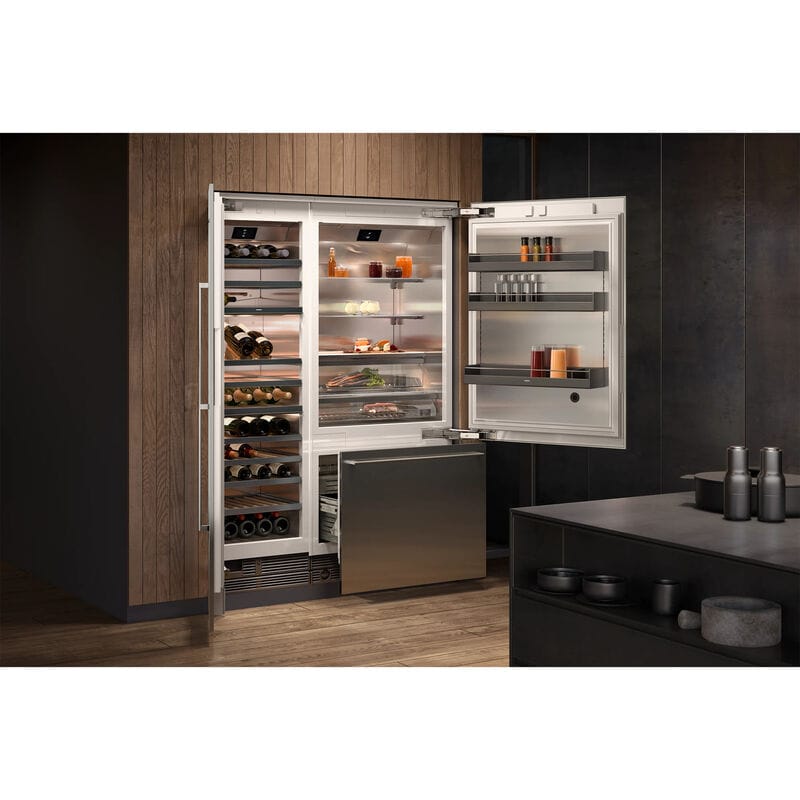 Gaggenau 400 Series 24 in. Built-in Wine Coolers with Metal & Wood Racks, Multi-Temperature Zones & 99 Bottle Capacity - Stainless Steel, , hires